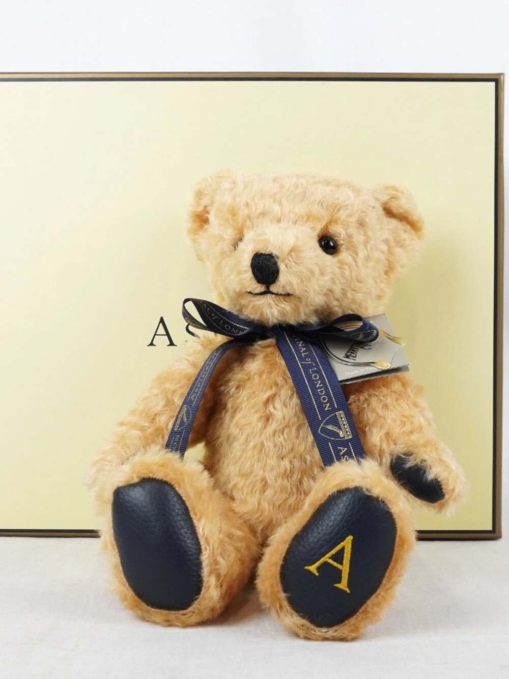 Rare Retired Collectible Aspinal Of London Bertie Mohair & Leather Teddy Bear